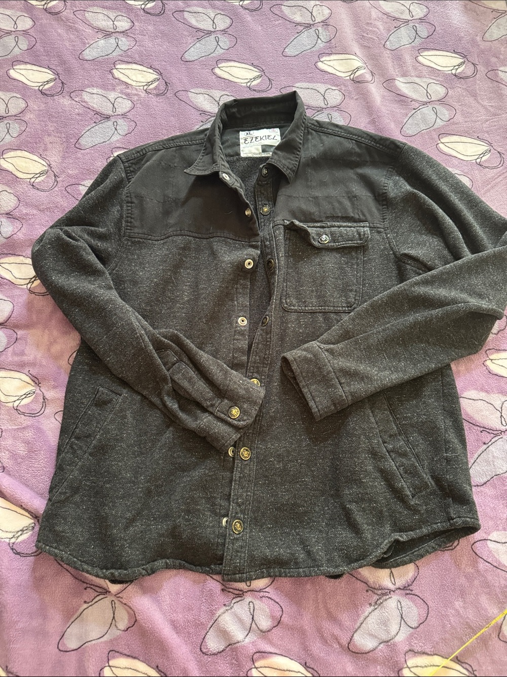 Ezekiel Men's Dark Heather Black Button-Down Shirt